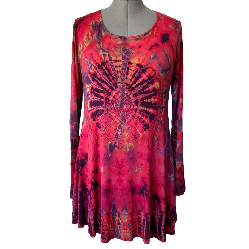 Tie-dye knit tunic top L